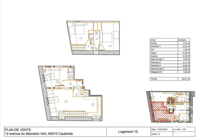 Appartement F4 à vendre - 4 pièces - 63.01 m2 - CAUTERETS - 65 - MIDI-PYRENEES - Century 21 L'Immobilière Des Gaves