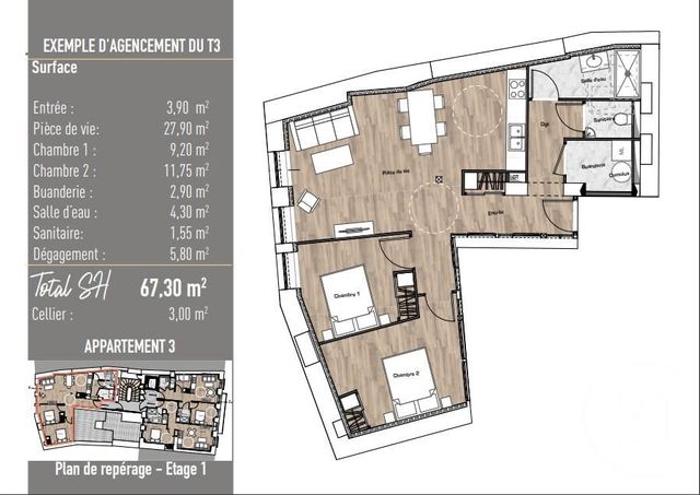 Appartement F3 à vendre - 3 pièces - 67.3 m2 - CAUTERETS - 65 - MIDI-PYRENEES - Century 21 L'Immobilière Des Gaves
