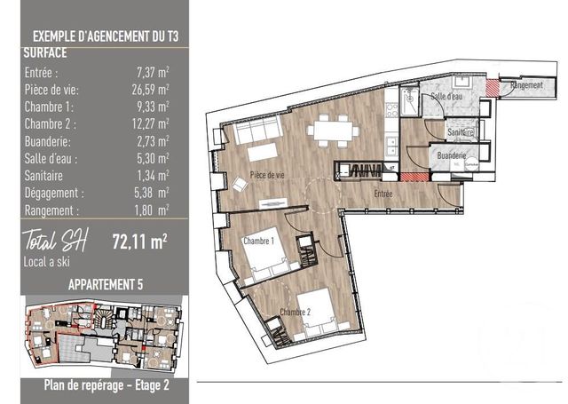 Appartement F3 à vendre - 3 pièces - 72.11 m2 - CAUTERETS - 65 - MIDI-PYRENEES - Century 21 L'Immobilière Des Gaves