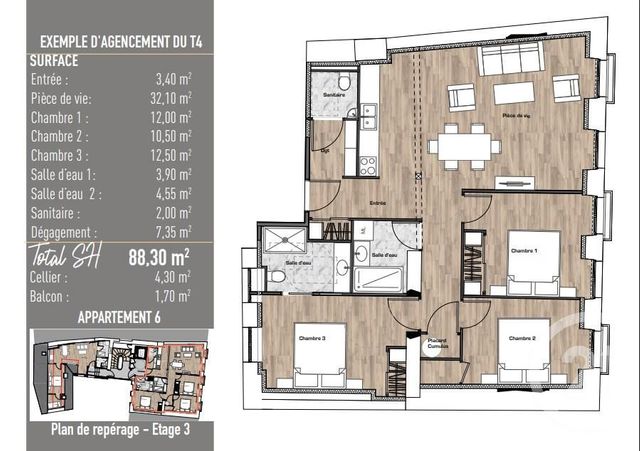Appartement F4 à vendre - 4 pièces - 88.3 m2 - CAUTERETS - 65 - MIDI-PYRENEES - Century 21 L'Immobilière Des Gaves