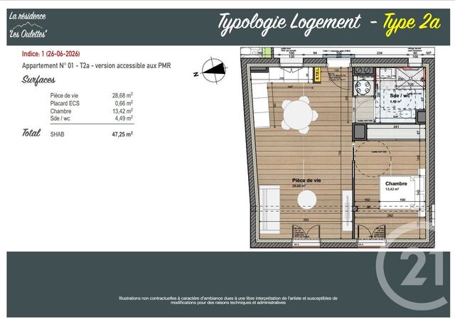 Appartement F2 à vendre - 2 pièces - 47.31 m2 - CAUTERETS - 65 - MIDI-PYRENEES - Century 21 L'Immobilière Des Gaves