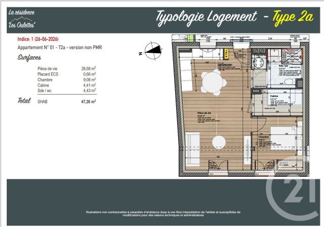 Appartement F2 à vendre - 2 pièces - 47.31 m2 - CAUTERETS - 65 - MIDI-PYRENEES - Century 21 L'Immobilière Des Gaves