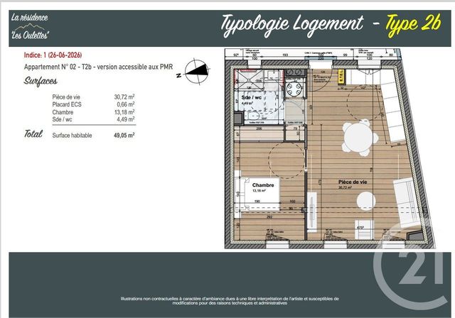 Appartement F2 à vendre - 2 pièces - 48.84 m2 - CAUTERETS - 65 - MIDI-PYRENEES - Century 21 L'Immobilière Des Gaves